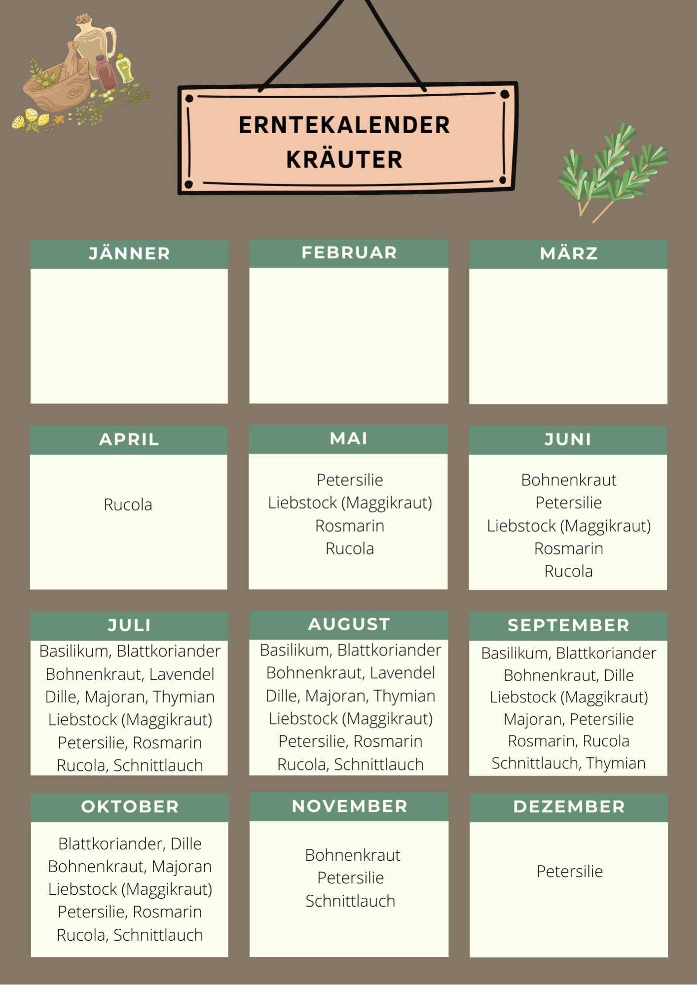 Erntekalender Kräuter